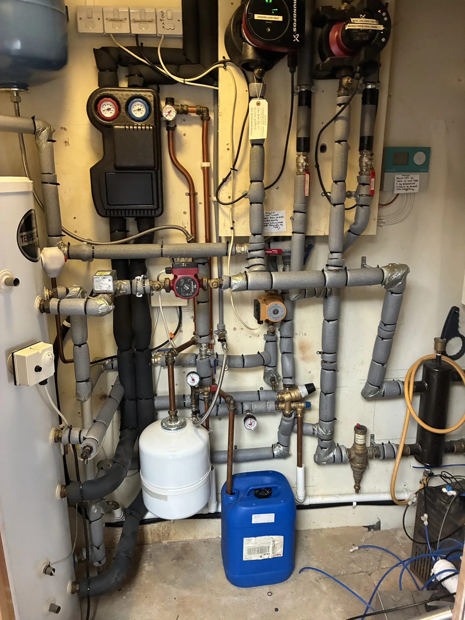 Boiler flue and overflow finished cleanly to the exterior wall