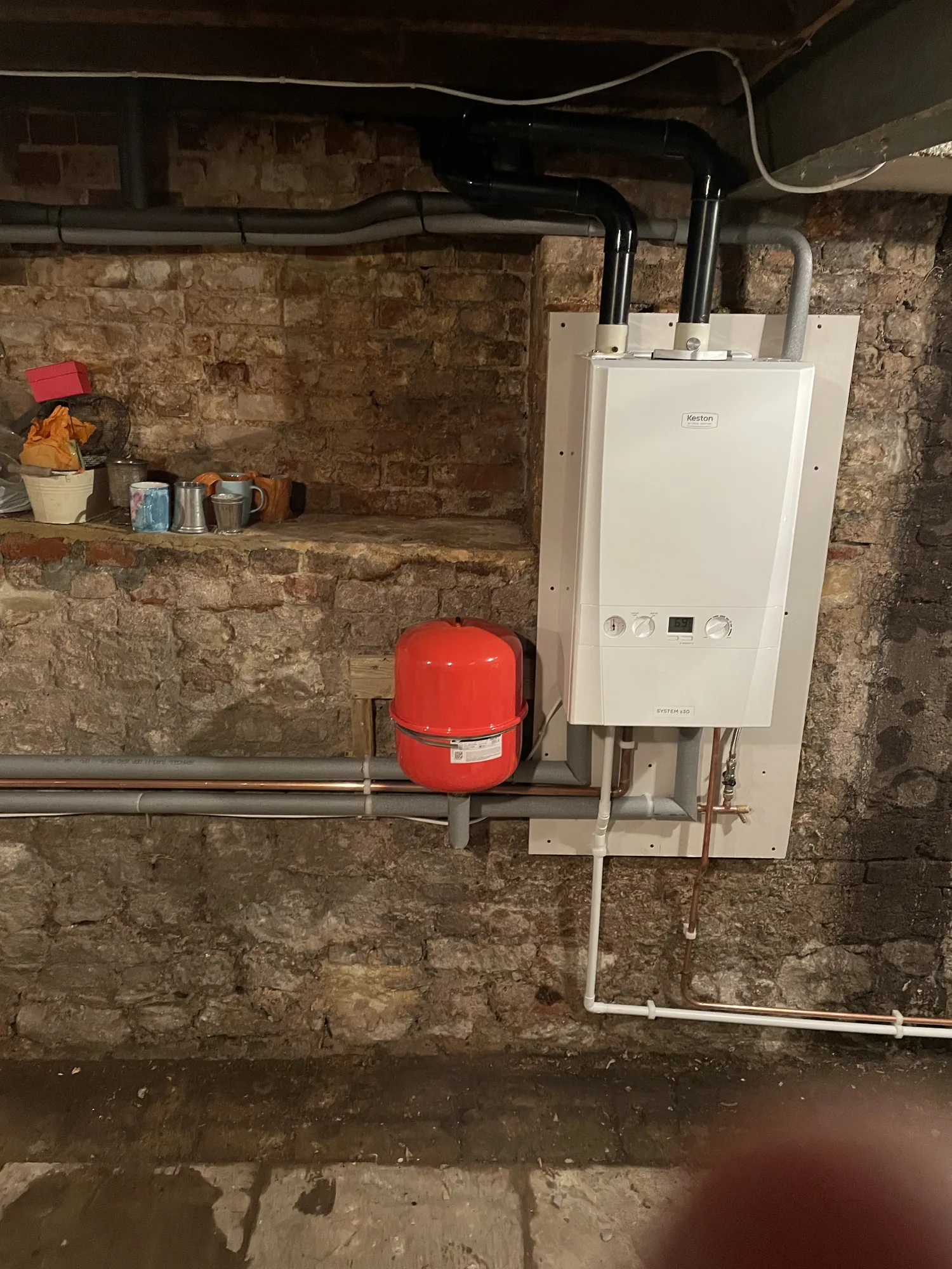 New boiler unit mounted ready for first fire-up