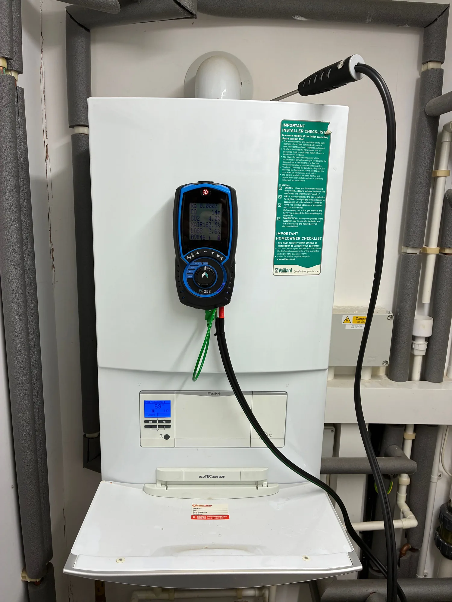 Boiler components checked and replaced during a service