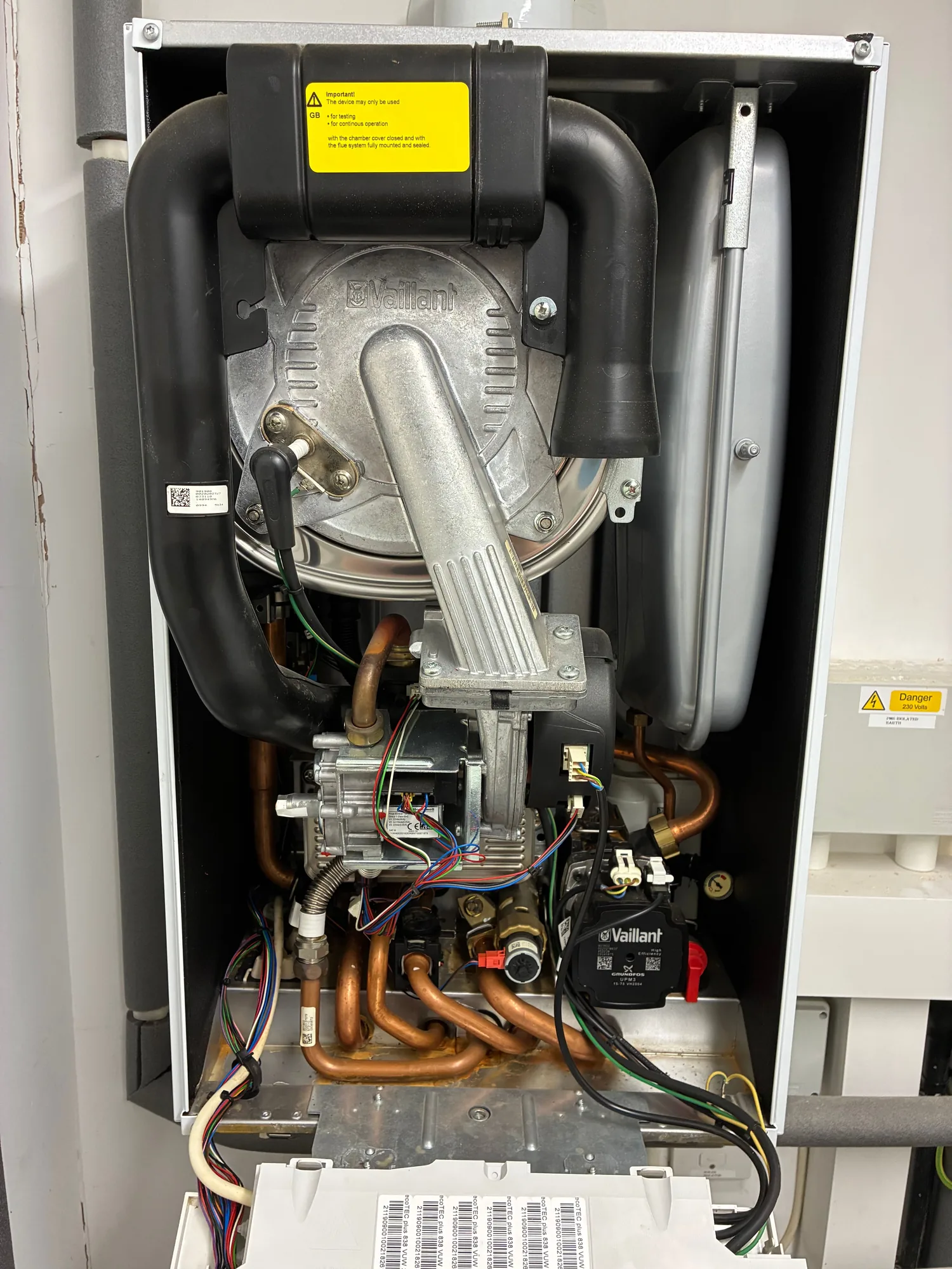Boiler back together and tested after repair and service